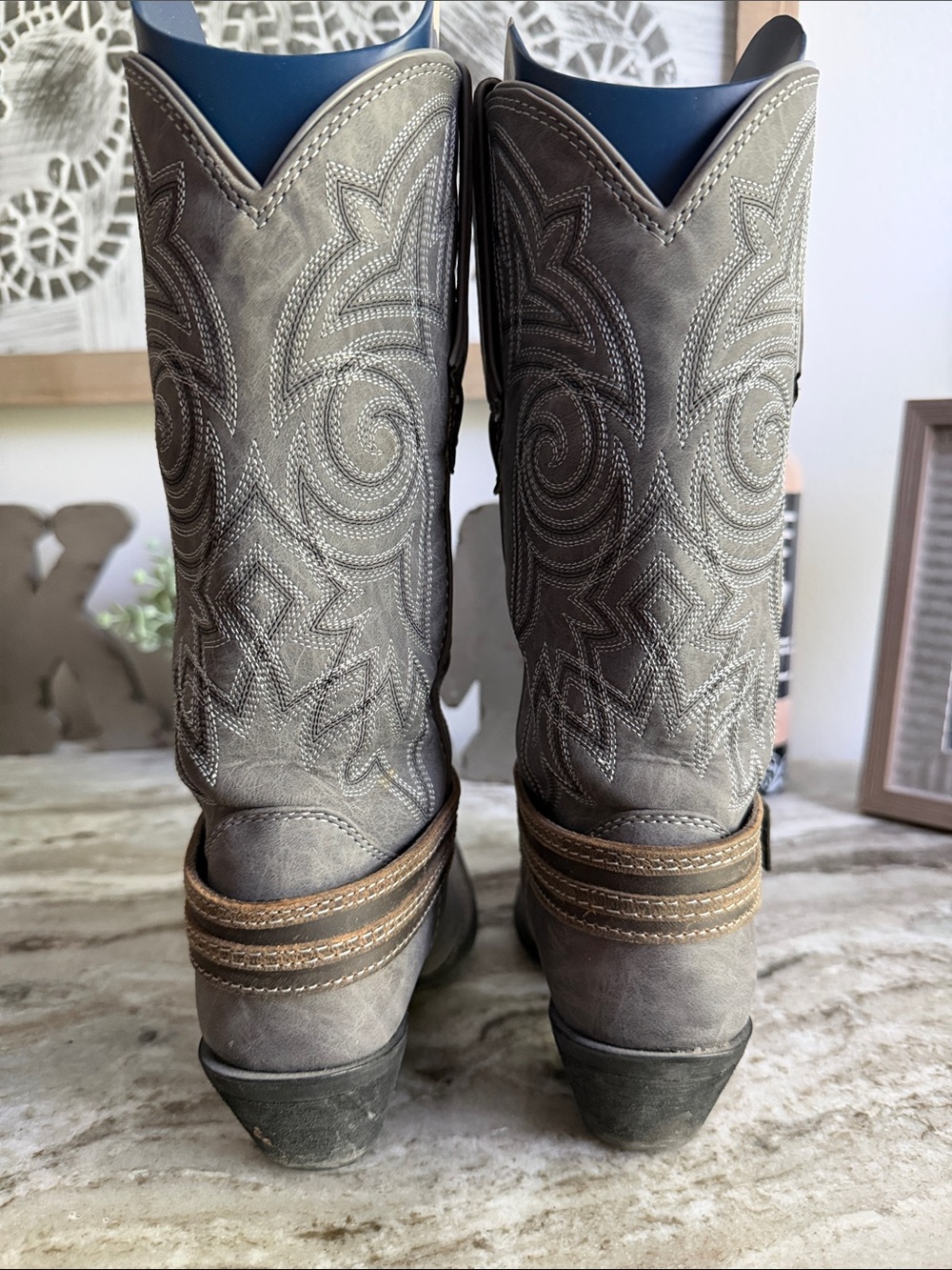 Durango Gray Western Harness Boots with Star Strap - Picture 5 of 9